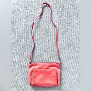 Tignanello Orange Leather Cross Body Purse